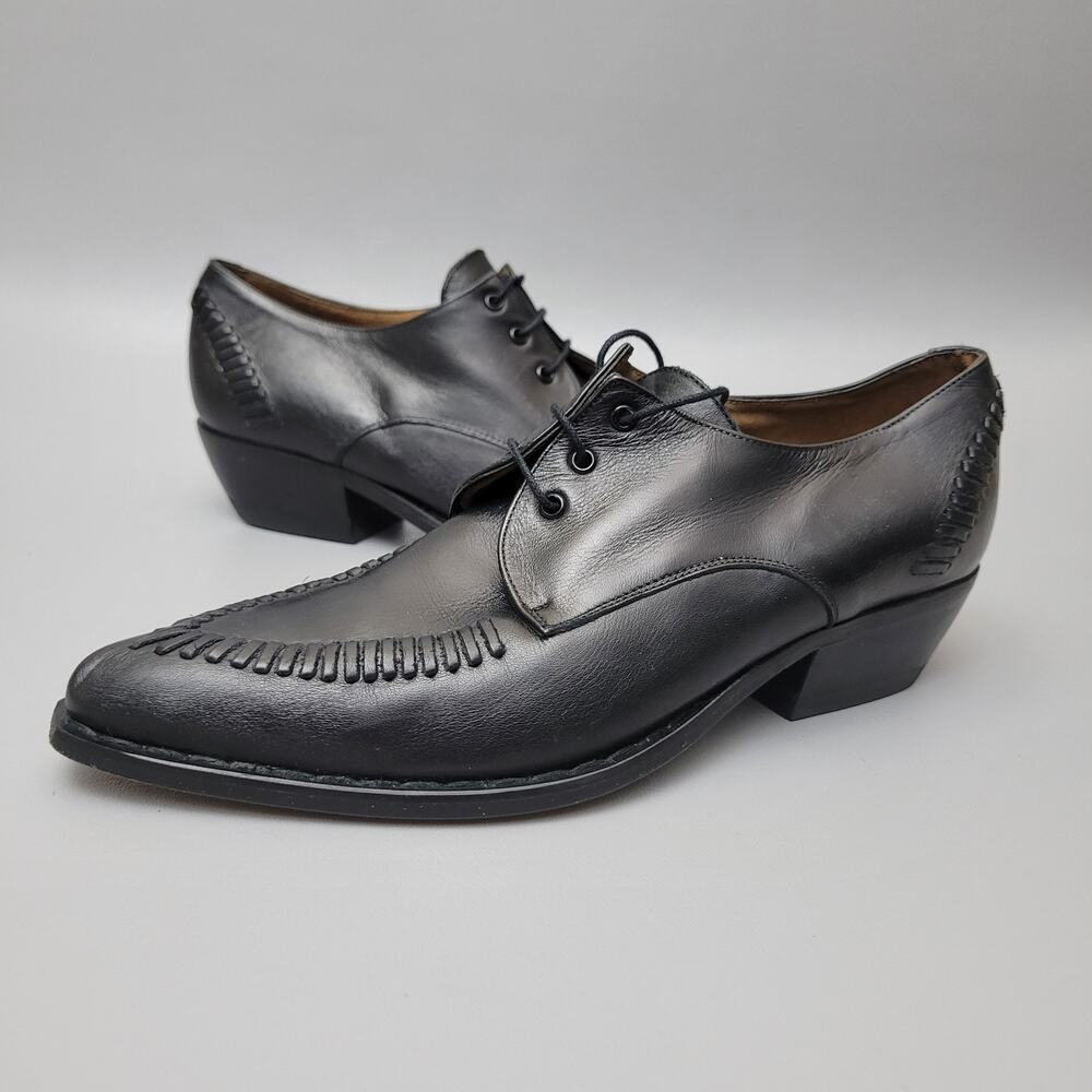 VTG GUESS Georges Marciano Womens 7 Oxford Block Heels Black Leather 90's Y2k